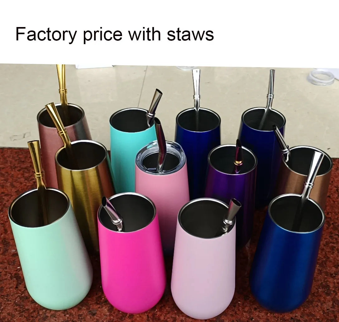 🥂 Taza Térmica de Acero Inoxidable con Tapa y Sorbete