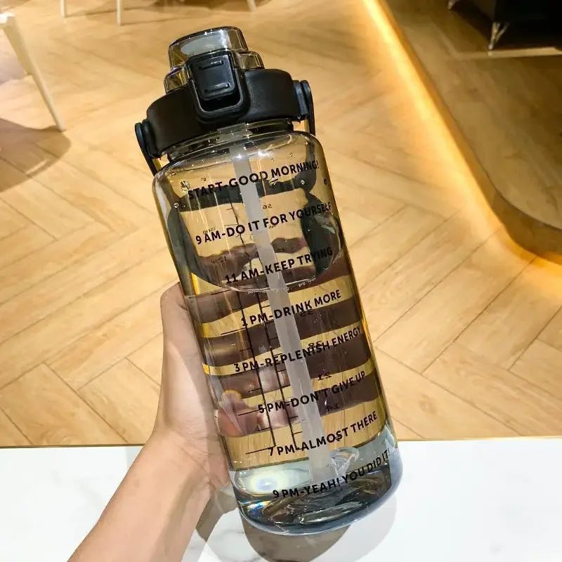 2L Sports Water Bottle Large Capacity Plastic Water Cup Portable Drink Bottle with Time Marker for Outdoor Sports Fitness Kettle - Koda Click Chile