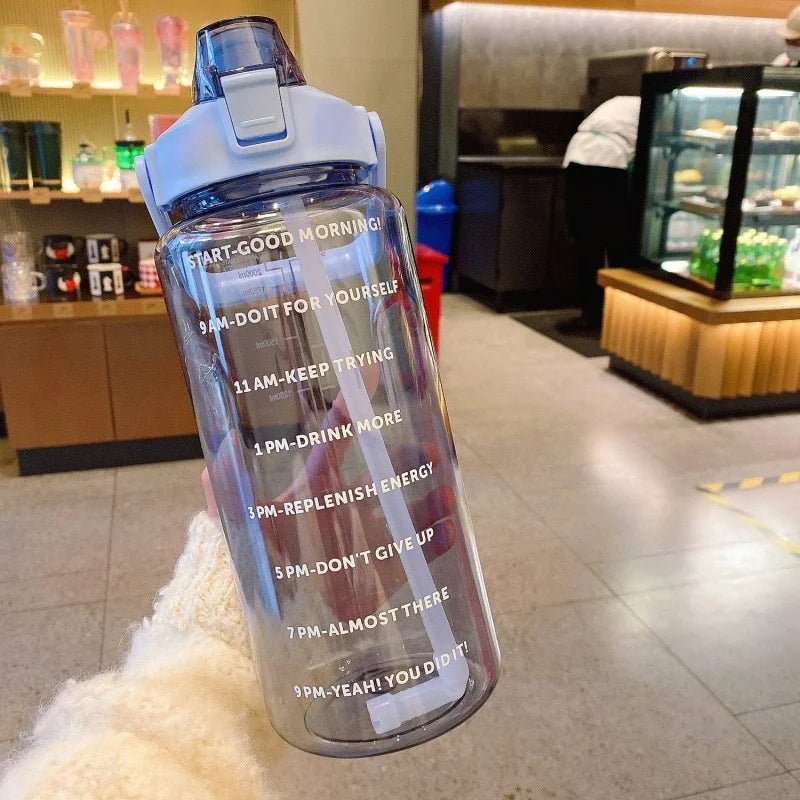2L Sports Water Bottle Large Capacity Plastic Water Cup Portable Drink Bottle with Time Marker for Outdoor Sports Fitness Kettle - Koda Click Chile