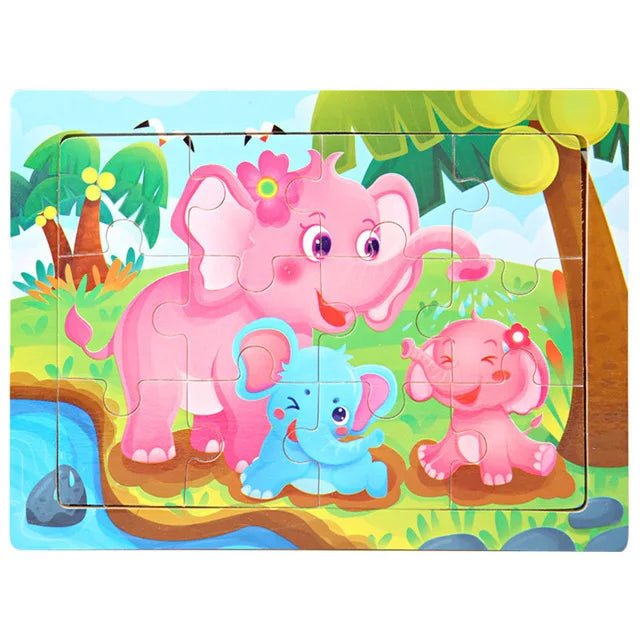 30 Piezas Puzzle Montessori 3D de Madera con Animales y Vehículos – Juguete Educativo para Niños 🧩 - Koda Click Chile