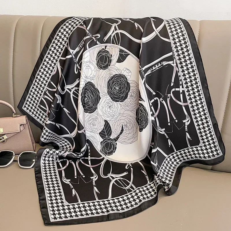 🧣 Pañuelo de Satén Geru Giraffe – Elegancia y Versatilidad