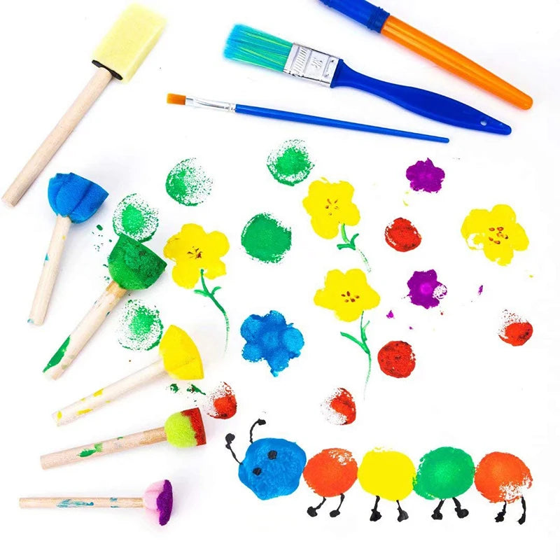 🎨 Set de Brochas de Esponja para Pintura Infantil - Herramientas de Arte y Dibujo DIY