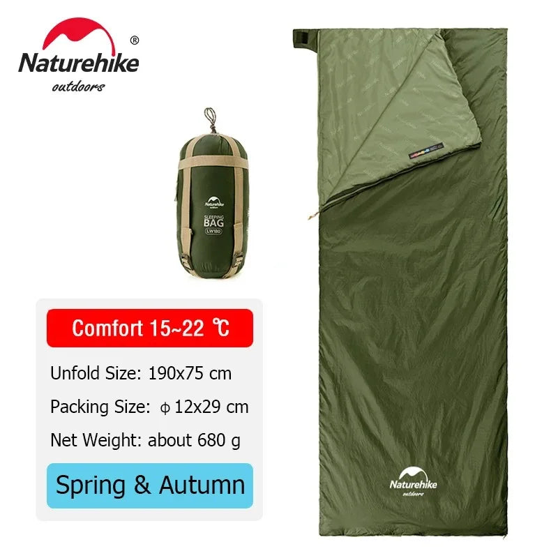 Naturehike Ultralight Envelope Sleeping Bag – Ideal para Viajes, Camping y Senderismo 🛏️