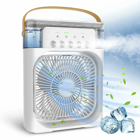 ❄️ Mini Enfriador de Aire 3 en 1 – Ventilador, Humidificador y Luz LED
