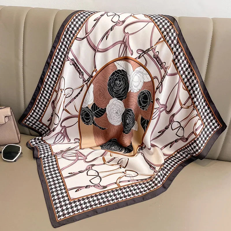 🧣 Pañuelo de Satén Geru Giraffe – Elegancia y Versatilidad