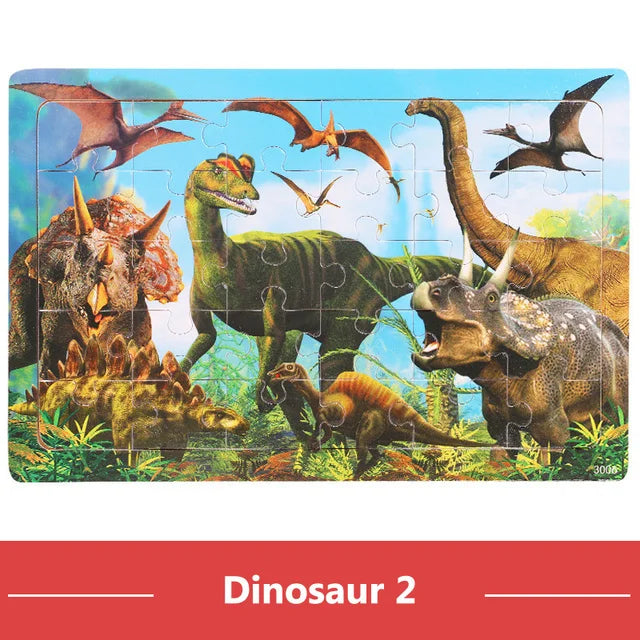 30 Piezas Puzzle Montessori 3D de Madera con Animales y Vehículos – Juguete Educativo para Niños 🧩