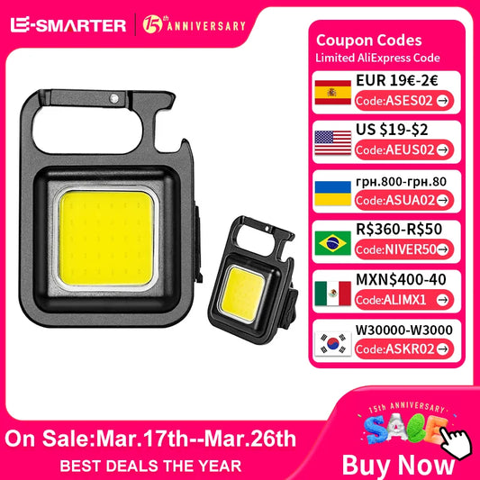 🔦 Linterna LED Multifuncional con Llavero – Recargable USB