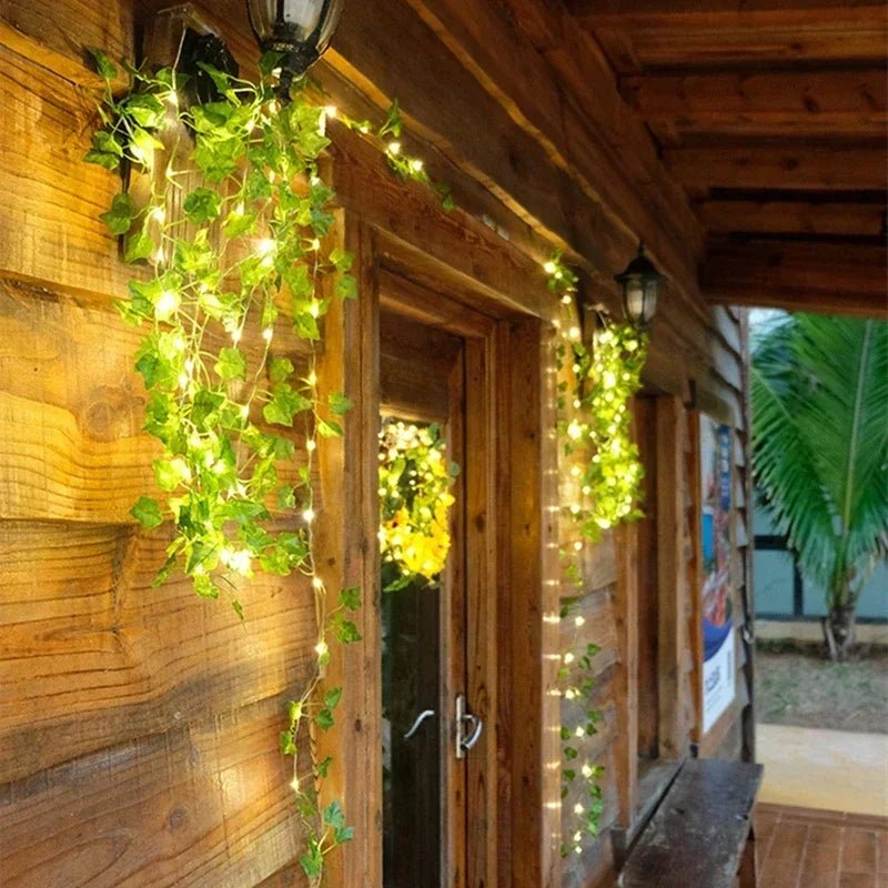 Guirnalda de Hiedra Artificial con Luces LED - 2.3m de Hojas de Seda, 3m de Cadena de Luces LED para Decoración de Hogar, Bodas, Fiestas, y Más - Koda Click Chile