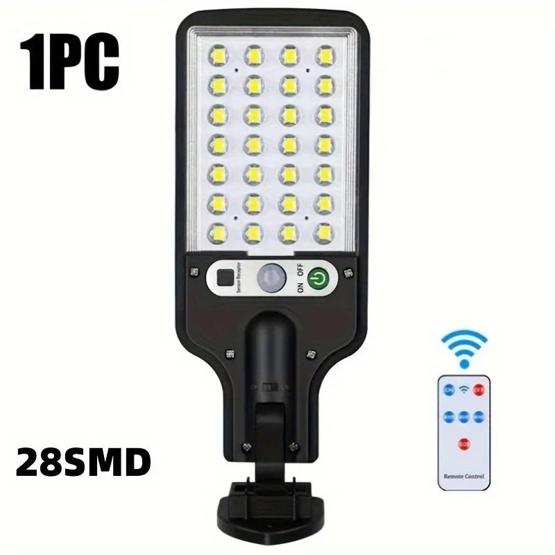 Lámpara Solar de Calle con Sensor y 3 Modos de Luz – 28 SMD/108 COB, Impermeable y Control Remoto para Jardín, Patio y Senderos - Koda Click Chile