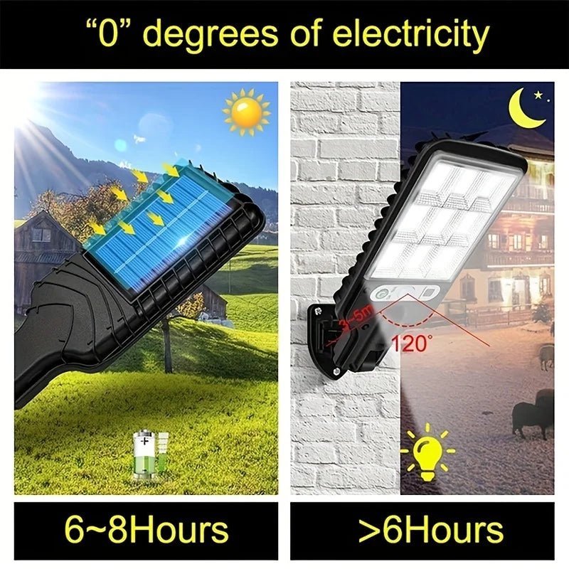 Lámpara Solar de Calle con Sensor y 3 Modos de Luz – 28 SMD/108 COB, Impermeable y Control Remoto para Jardín, Patio y Senderos - Koda Click Chile