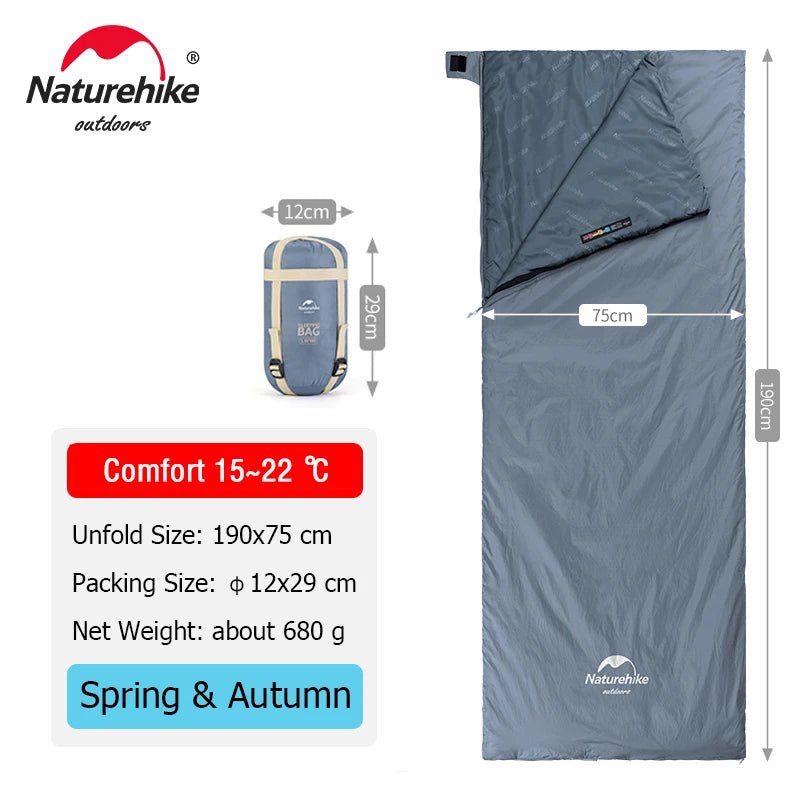 Naturehike Ultralight Envelope Sleeping Bag – Ideal para Viajes, Camping y Senderismo 🛏️ - Koda Click Chile