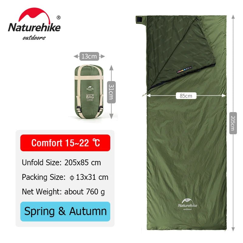 Naturehike Ultralight Envelope Sleeping Bag – Ideal para Viajes, Camping y Senderismo 🛏️ - Koda Click Chile